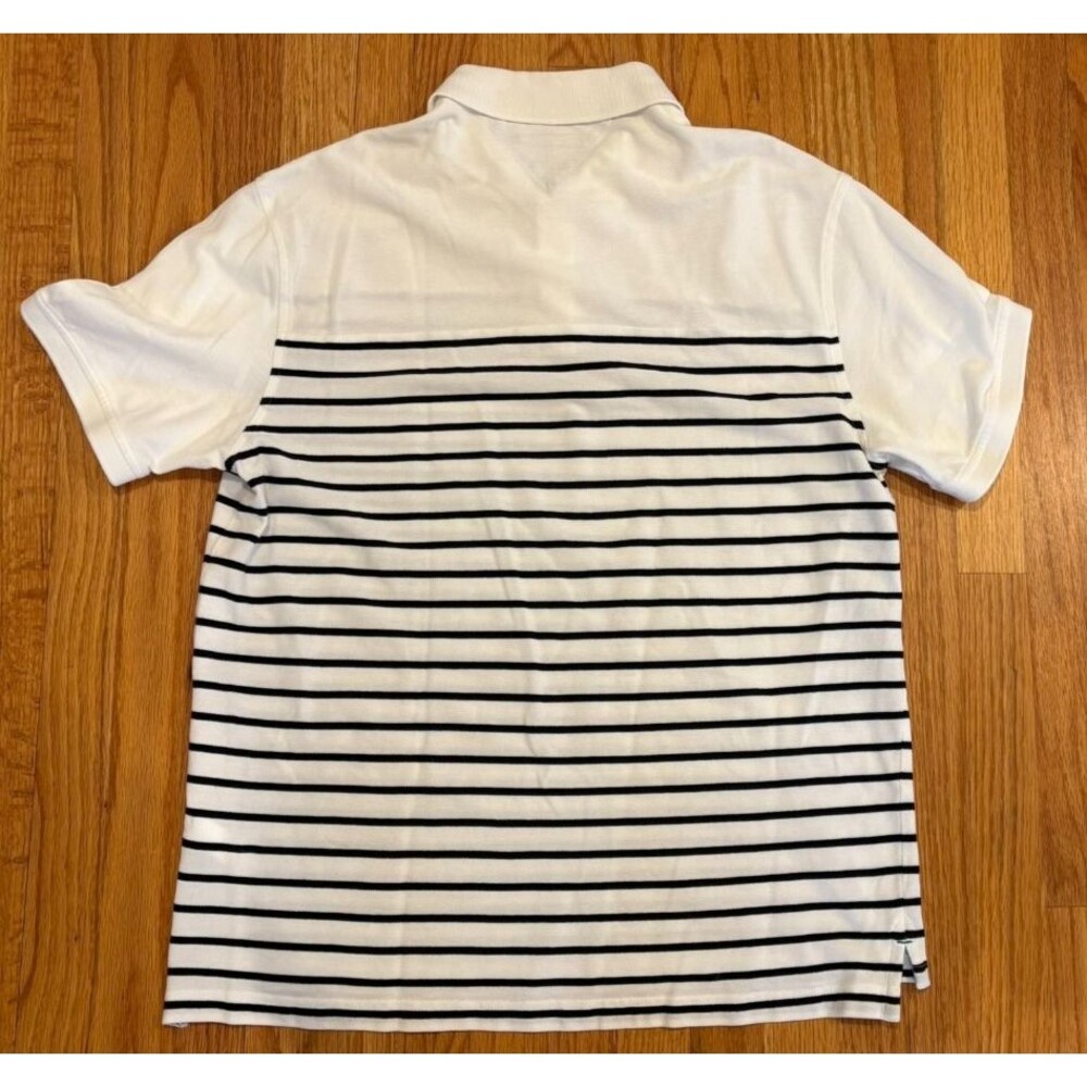 Tommy Hilfiger Shirt Men's 2XL Blue Striped Golf Polo Rugby Short Sleeve Logo - Picture 3 of 10